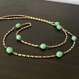 J. Crew Sea Foam Green Gold Chain Necklace